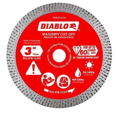 Diablo DiamondSawBlade, Diam:3", Arbor:7/16" DMADC0300