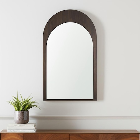 Homeroots 48" Brown Solid Wood Arch Accent Mirror 607301