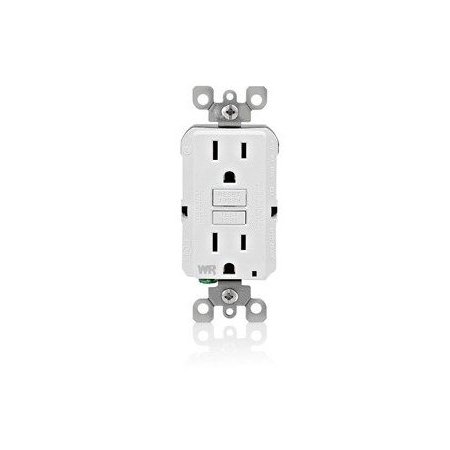 Leviton Self-Test GFCI Receptacle, Weather Resistant Duplex, 15 Amp, 125 Volt, 5-15R NEMA GFWR1-W