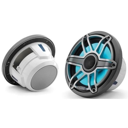 Jl Audio 7.7in Marine Speakers, Sport Grille, Gunmetal Trim, Titaniam Grille, ILLUM, 2PK 93604/010-03076-00