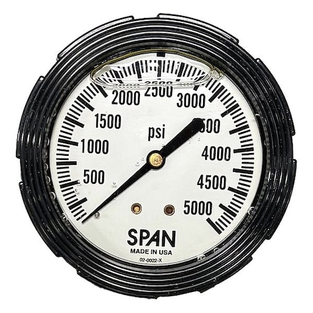 Span Industrial Pressure Gauge, 1/4 in NPT, Center Back Location LFC214-5000-PSI-G-CERT