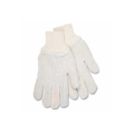 Mcr Safety Terrycloth Reversible Work Gloves, Large, Natural, Knit-Wrist Cuff, 24 oz Cotton/Polyester, 12PK 127-9403KM