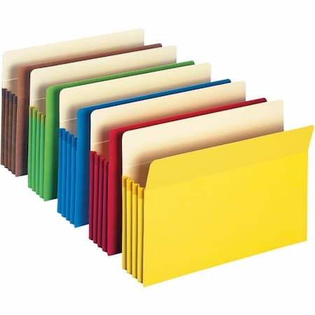Smead 3-1/2" Accordion Expansion Colored File Pocket, Straight Tab, Lgl, Asst, 5/Pack 74892