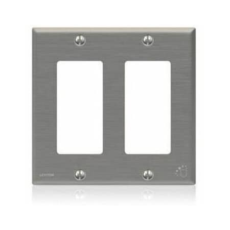 Leviton Rocker Wall Plate, Number of Gangs: 2 Stainless Steel, Powder Coated Finish, Silver 84409-A40