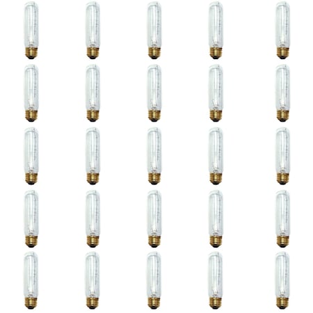 Bulbrite Incandescent Dimmable 40W Tubular T10 Light Bulbs, Medium E26 Screw Base, 2700K, 25PK 861039