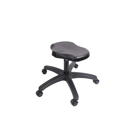 Blue Ridge Ergonomics Polyurethane Ray Stool - Desk Height with Casters in Black Polyurethane PRPDHSL-RG-RC-BLK