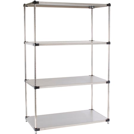 Global Industrial Nexel 4 Shelf, Stainless Steel Solid Shelving Unit, Starter, 36"W x 24"D x 54"H B3152566