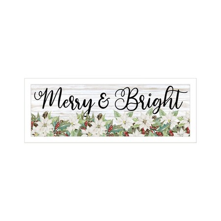Homeroots Merry and Bright White Framed Print Wall Art 529706