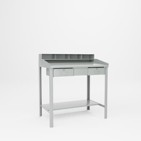 Pucel Extra Wide Shop Desk, 48 in W x 30 in D x 43 in H, Gray 1248