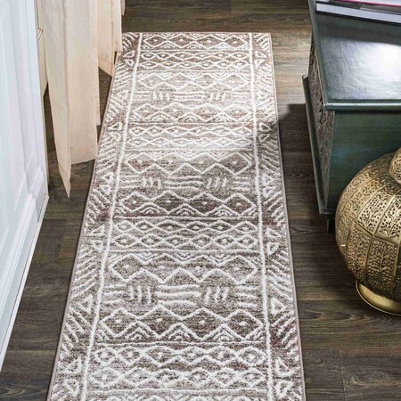 Jonathan Y Amanar Tribal Geometric Brown/Ivory 2 ft. x 10 ft. Runner Rug MOH503A-210