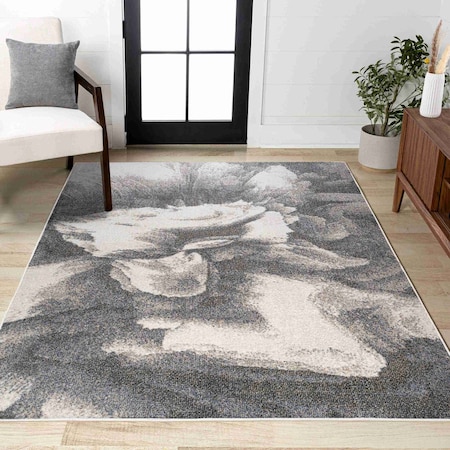 Jonathan Y Petalo Abstract Two-Tone Modern Gray/Cream 3 ft. x 5 ft. Area Rug CTP200C-3