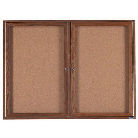 Aarco Enclosed Bulletin Board Red Oak Frame Walnut Stained, 36''Hx48''W WBC3648R