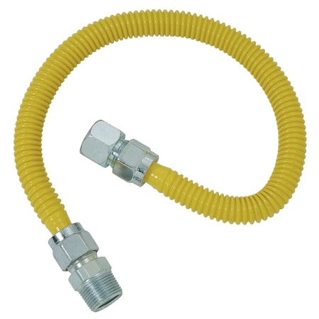 Dormont 5/8'' OD x 24'' Coated Stainless Steel Gas Connector 3/4'' FIP x 3/4'' MIP, Tapped 1/2'' FIP 30C-4142-24B