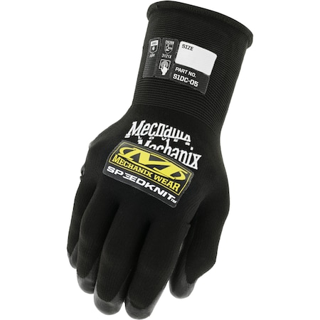 Mechanix Wear Knit Gloves, Water-Based Polyurethane, Smooth, Palm, 4 Abrasion Level, Black, M (8) 1 PR S1DC-05-008