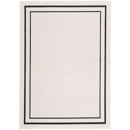 Homeroots 5' X 7' Ivory And Black Indoor Outdoor Area Rug 545531