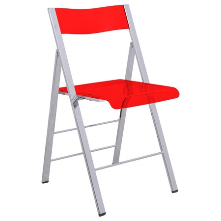 Leisuremod Menno Modern Acrylic Folding Chair, Red MF15TR