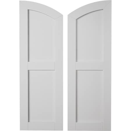 Ekena Millwork Timberthane Smooth 2 Equal Flat Panel w/Elliptical Top Faux Wood Shutters, 12Wx30H, 26 Low Side, PR SHUFPL12X30SMPR