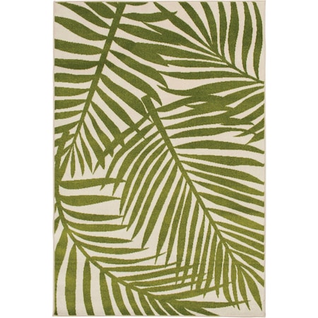 Backyard Bungalow Tropical Oasis 6 ' 7''x9 ' 6'' Green Fronds Plush Outdoor Rug 2341NL71DB.084