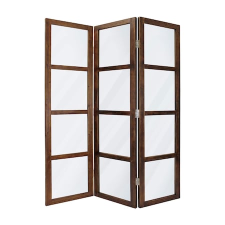Homeroots 84" Brown Folding Three Panel Screen Room Divider 274608