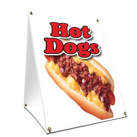 Signmission Hot Dogs, 36 Inch x 24 Inch A-frame Yard Sign, Plastic Sign SBC-2436-Hot Dogs