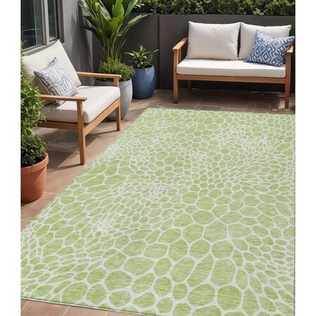 Homeroots 5' X 8' Artichoke Green And Ivory Geometric Washable Indoor Outdoor Area Rug 595044