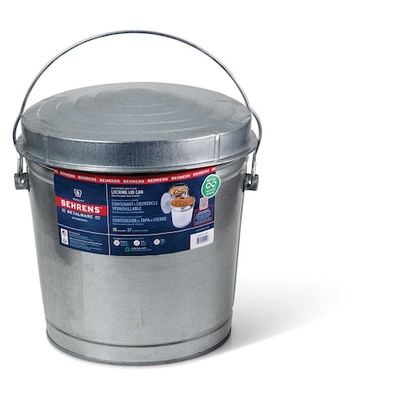 Behrens 10 Gallon Galvanized Steel Trash Can with Locking Lid 6110