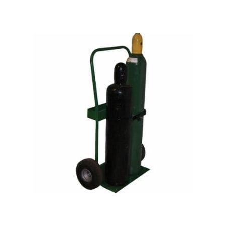 Saf-T-Cart 800 Series Cart, Holds 2 Cylinders, 6-1/2 in to 7-3/4 in dia, 10 in Pneumatic Wheels 339-821-10