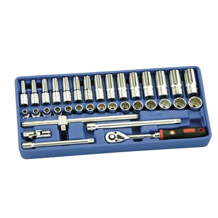 Genius Tools 3/8in Dr. 35 Piece Metric Hand Socket Set EU-335M