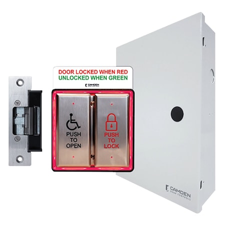 Camden Barrier Free Restroom Control Kit, Surface Mount Combo Illuminated Push Plate System, Magnetic Cont CX-WC13AXSM-PS