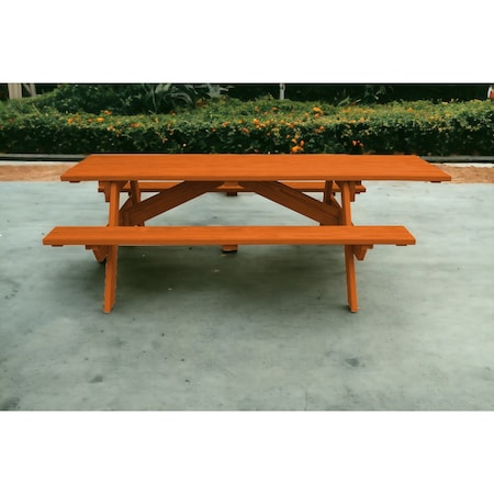 Homeroots 94" Redwood Solid Wood Outdoor Picnic Table 525016