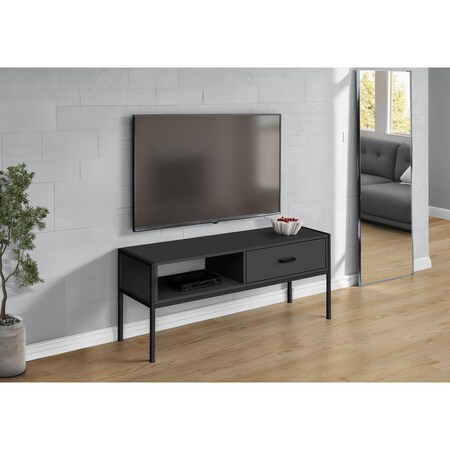 Monarch Specialties Tv Stand, 48 Inch, Console, Storage Drawer, Living Room, Bedroom, Laminate, Black I 2874