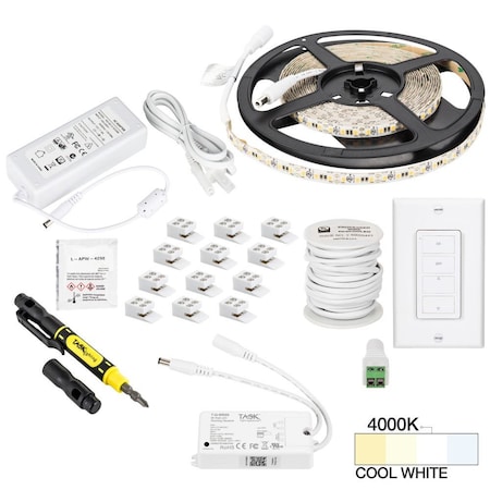 Task Lighting 16 Ft., 225 Lumens/Ft. 12 V, V, Uno Wireless Controller, 1 Zone 1 Area, Sgl-White, Cool White 4000K L-VUK1Z1A-16-40