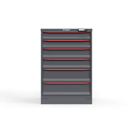 Strong Hold 6 drawer cabinet - (2x 4ft, 2x 5ft, 2x 7ft) - Red accents - Electronic Lock S3044-PPRAS-0602DS