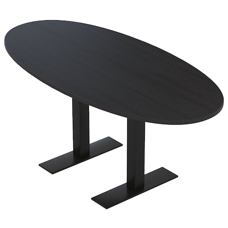 Skutchi Designs 6 Person Conference Table With Power Unit | 6' Boval Table | Harmony Series HAR-BOVL-36X72-T.BK-U999ST19-NA