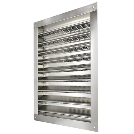 Master Flow Dual Louver, 26-3/8 in L, 16-1/2 in W, Aluminum, Silver, Mill DA1424