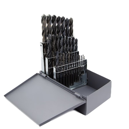 Drill America 29 Piece Tin Coated Jobber Length Drill Bit Set, 1/16" - 1/2" DWD29J-TN-SET
