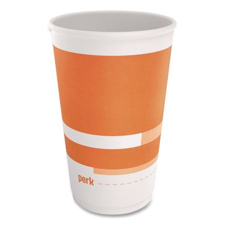 Perk Insulated Paper Hot Cups, 16 oz, White/Orange, 360PK PK-60912CT