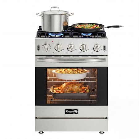 Koolmore 24 in. 4-Burner Slide-in Gas Range Oven, 3.7 cu. ft. in Stainless-Steel (KM-SGR24-SS) KM-SGR24-SS