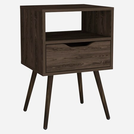Homeroots 25" Brown Wood One Drawer Nightstand 543655