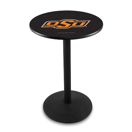 Holland Bar Stool Co 36" Blk Wrinkle Oklahoma State Pub Table, 36" dia. Top L214B3636OKStUn