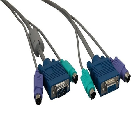 Sanoxy 10ft Super Miniature 3 in 1 KVM Cable, Super PS/2 Keyboard & Mouse, W/ Ferrite 1 End Only, Gray SNX-CBL-LDR-KV103-3210