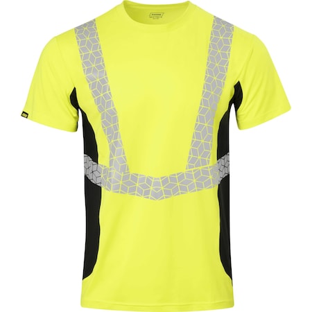 Ironwear Elastex Class 2 Hi Vis Reflective Elastex Moisture-Wicking Short Sleeve Safety Shirt, Lime, 2XL 7133-L-B-2XL