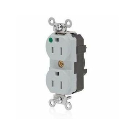 Leviton Straight Blade Receptacle, 5-15R, 15 A, 125V AC, Surface Mount, Self-Grounded M8200-ILG