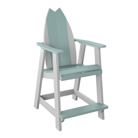 Polybird SURFBOARD BALCONY CHAIR - TAIL.        SAGE AND WHITE POLYBIRD P82