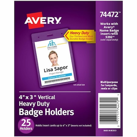 Avery BADGEHOLDER, HD, 4X3, 25CT, 12PK AVE74472
