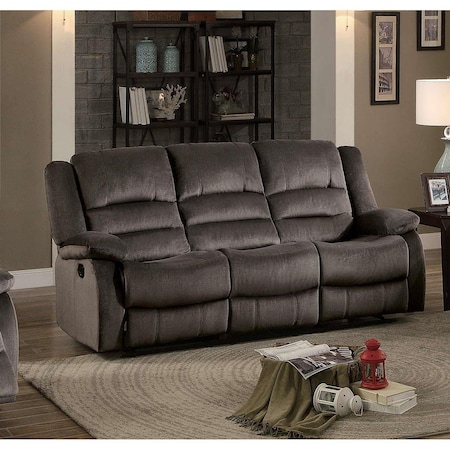 Home Elegance 39.5 x 39.5 x 82 in. Jarita Double Reclining Sofa - Chocolate 8329CH-3