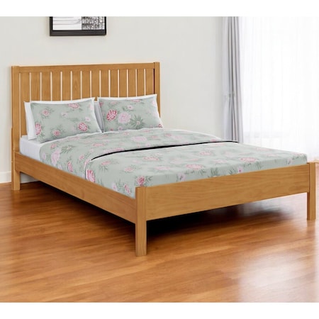 Homeroots Natural Shiplap Texture Solid Wood Queen Bed Frame 523626