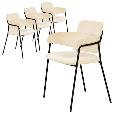 Leisuremod Axis Collection Modern Dining Chair in Beige, 4PK AC22BG4