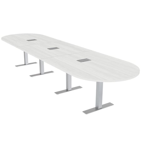 Skutchi Designs 16ft Conference Table With Power Unit | 16 Person Modular Racetrack Meeting Table | Harmony Series HAR-RAC-48X192-T-WA7976-ESIL