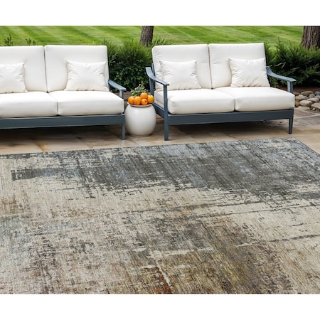 Homeroots 10' X 14' Beige Brown And Gray Abstract Washable Indoor Outdoor Area Rug 587319